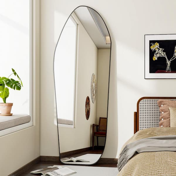 Black 24 in. W x 67 in. H Irregular Modern Aluminum Alloy Framed Full Length Mirror Floor Mirror