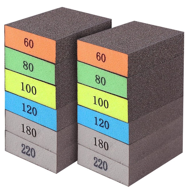 6 Pack Sanding Sponge 180 Grit Sanding Blocks AssortmentWashable And Reusable