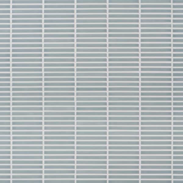 Ivy Hill Tile Motif Stacked Sky Blue 11.19 in. x 11.9 in. Glossy Porcelain Mosaic Floor and Wall Tile (0.92 sq. ft./each)