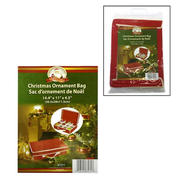 Santaland 14.4 in. x 11 in. x 4.5 in. Christmas Ornament Storage Box