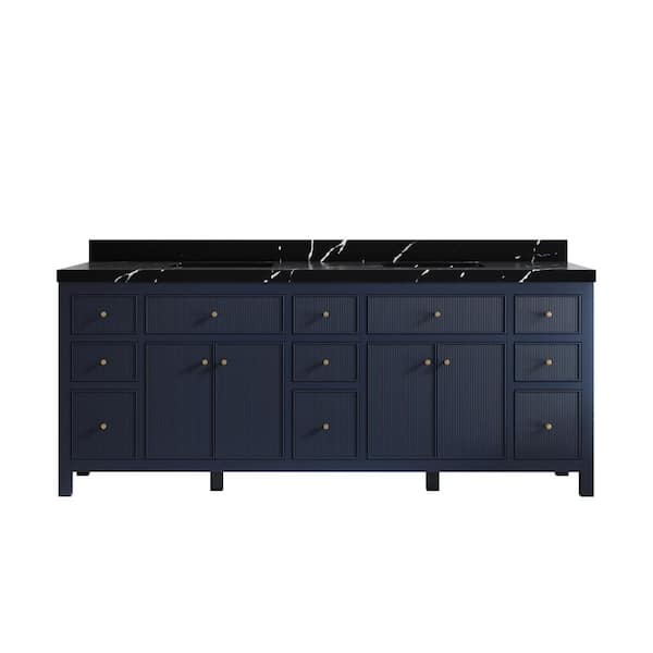 Willow Collections Sonoma 84 in. Double Sink Freestanding Navy Blue ...