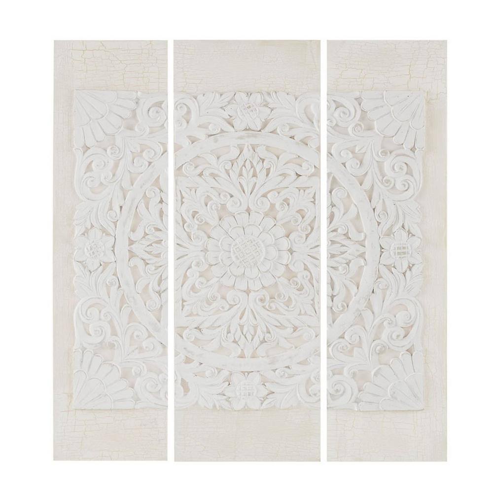 Hot Seller 3-Piece Unframed Total 35.5 in. x 30.3 in. Triptych White Resin 
