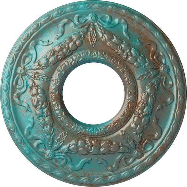 Ekena Millwork 1-3/4 in. x 22-1/8 in. x 22-1/8 in. Polyurethane Hurley Ceiling , Copper Green Patina