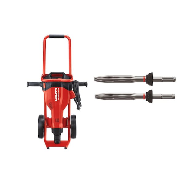 15-Amp 120-Volt 22.6 in. TE 2000-AVR 32 lb. Polygon Demolition Jackhammer Concrete Breaker w/Trolley,Cord and (2)Chisels