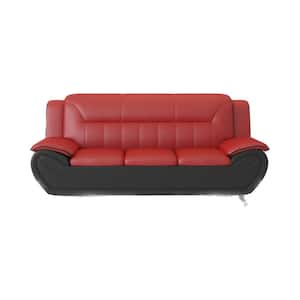 Sanuel 79 in. Round Arm 3-Seater Sofa in Red/Black