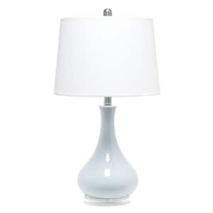 26.25 in. Light Blue Droplet Table Lamp with Fabric Shade