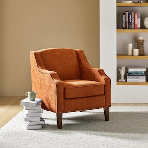Mornychus Rust Streamlined Armchair with Nailhead Trim and Removable Cushion