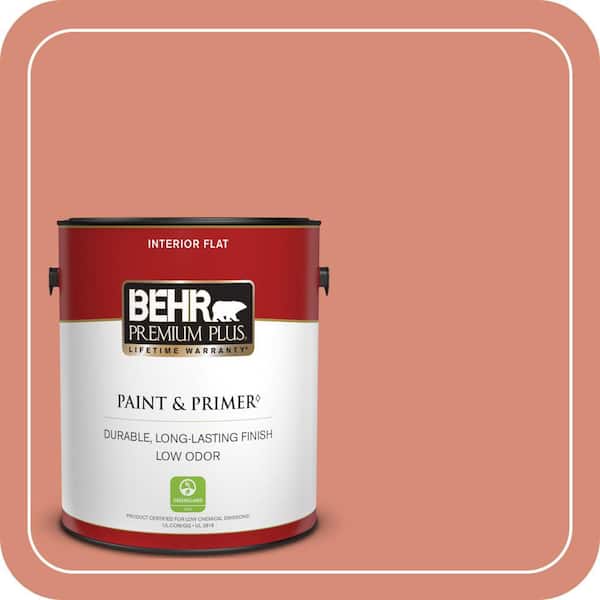 BEHR PREMIUM PLUS 1 gal. #MQ4-32 Vintage Coral Flat Low Odor Interior Paint & Primer