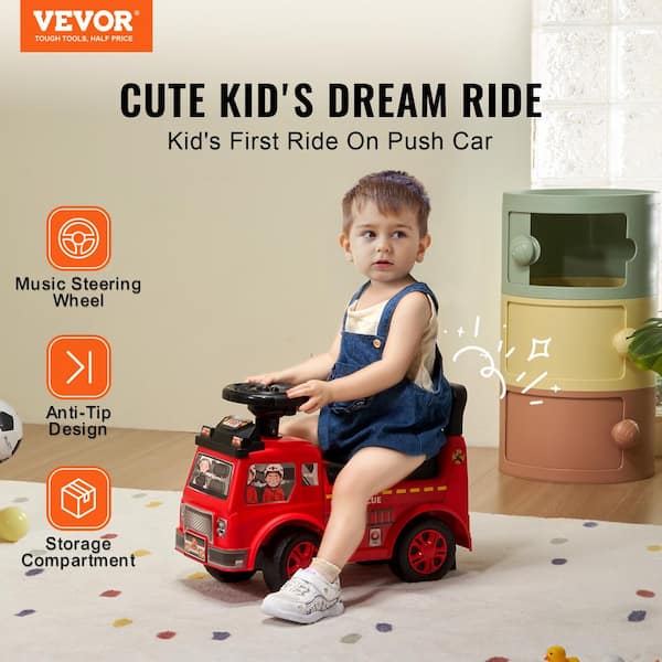 Ride On Push Car for Toddlers, Ages 1-3, Sit to Stand Toddler Ride On Toy, Classic Kids Ride On Car with Music Red