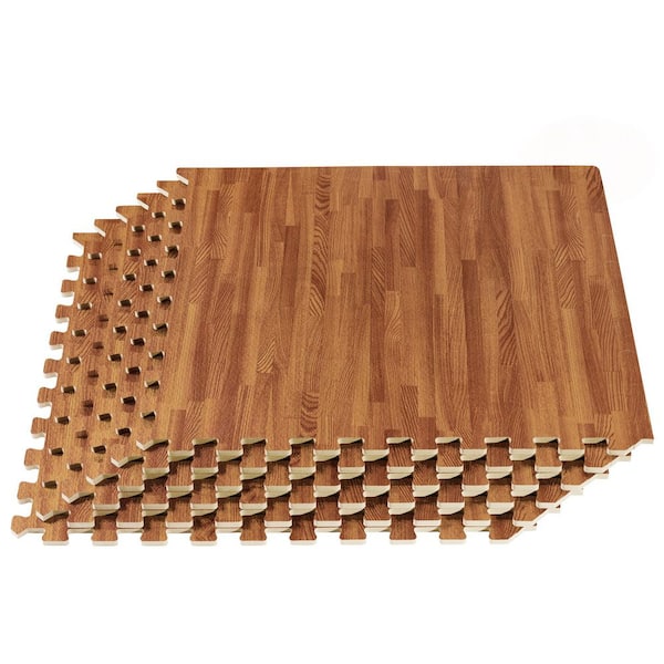 Mahogany Printed Wood Grain 24 in. x 24 in. x 3/8 in. Interlocking EVA Foam Flooring Mat (24 sq. ft. / pack)