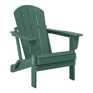 Laguna Fade Resistant Outdoor Patio HDPE Poly Plastic Classic Folding Adirondack Lawn Chair in Dark Green