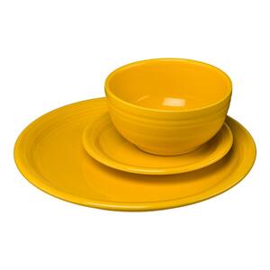 3-Piece Casual Daffodil Ceramic Dinnerware Set (Service for 1)