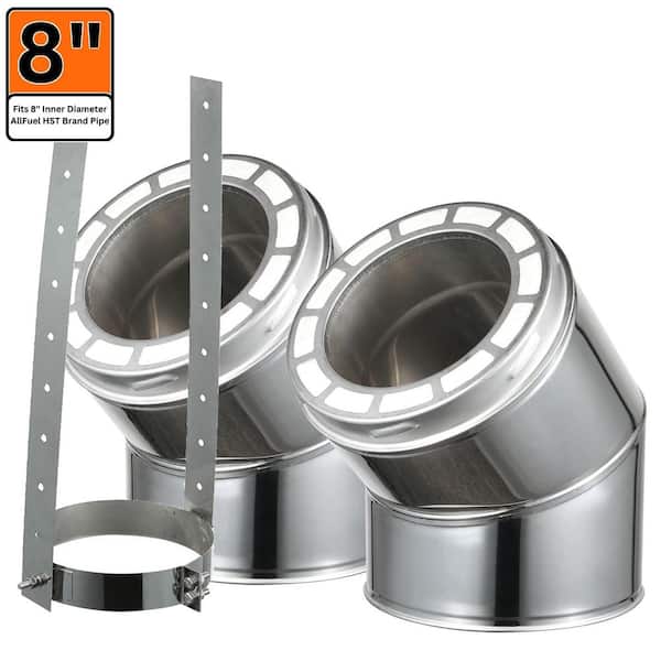 ALLFUEL HST 8 in. x 12 in. 30-Degree Elbow Kit for Double Wall Chimney Pipe