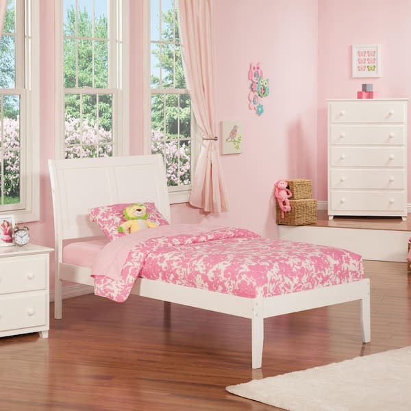 AFI Portland White Twin XL Platform Bed with Open Foot Board