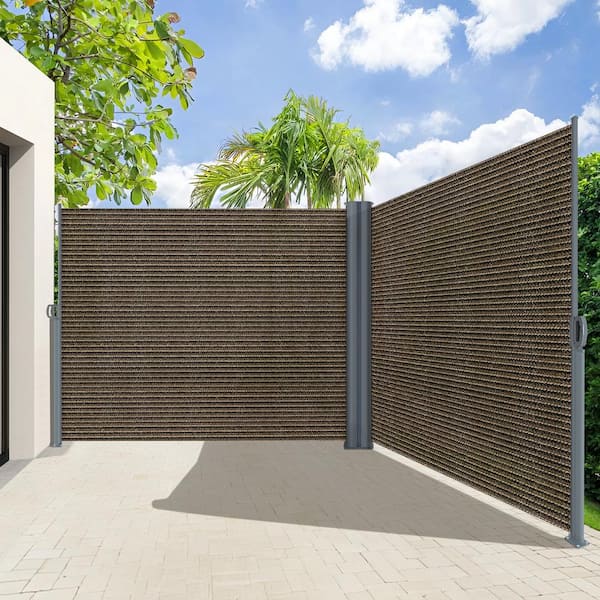 Artpuch 71'' x 236'' Retractable Side Awning - Folding Patio Privacy Screen : Waterproof and UV-Resistant Plastic Shade (Mocha)