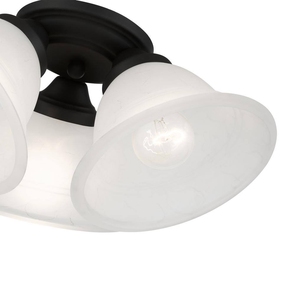 Wynnewood Black Glass 3-Light Flush Mount Ceiling Fixture