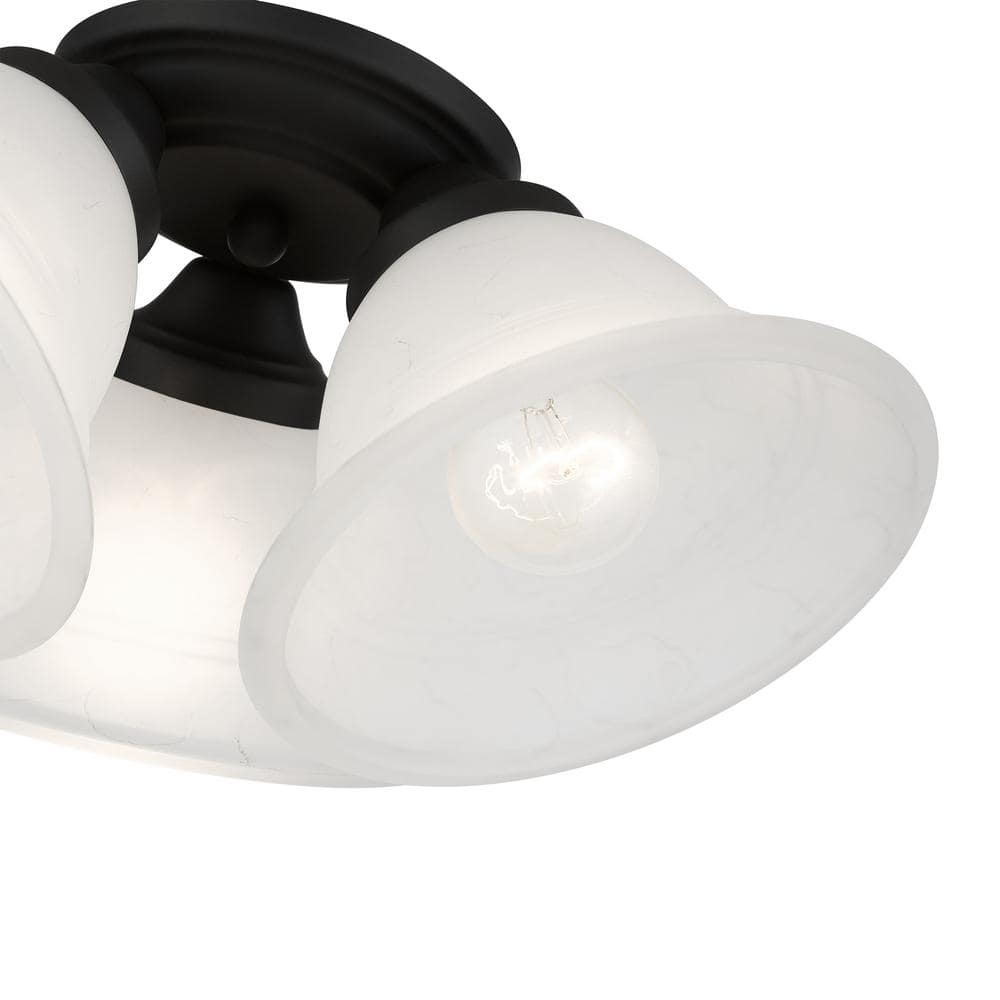 Wynnewood Black Glass 3-Light Flush Mount Ceiling Fixture