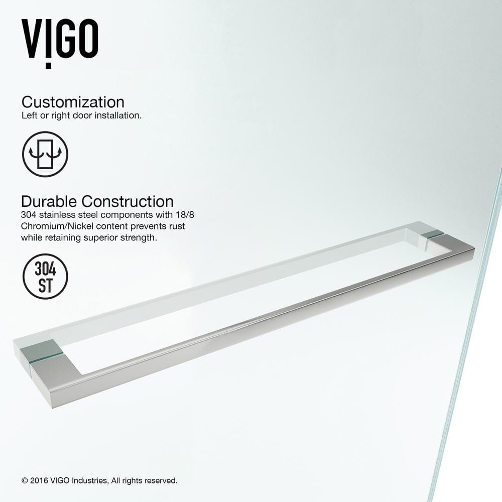 Rialto 34" x 58" Frameless Stainless Steel Tub Door with Clear Glass