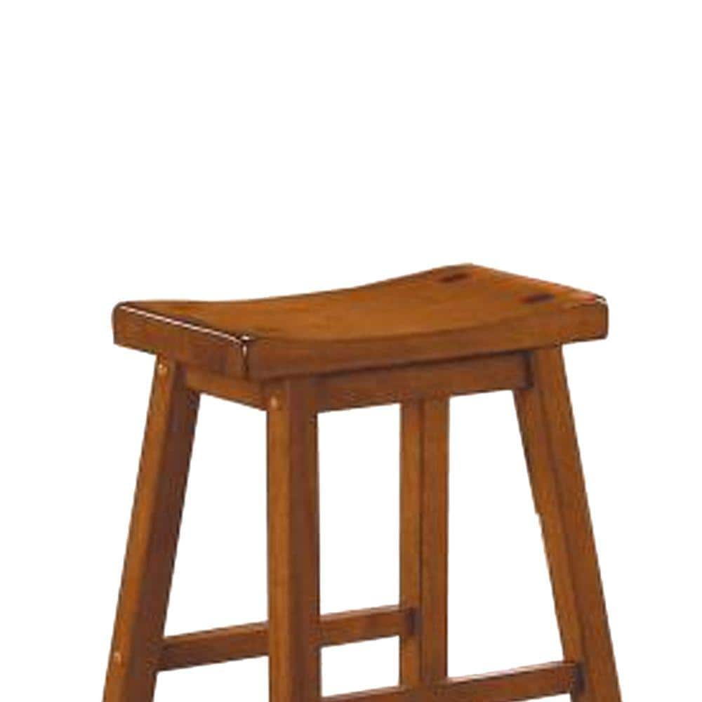Saddle Style 24" Backless Solid Wood Bar Stool in Brown