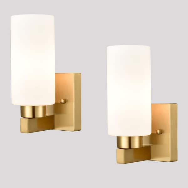 CLAXY 12.52 in. 1 Light Brass Modern Wall Sconce with Standard Shade DE ...