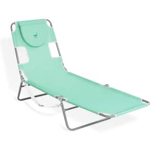 Outdoor Folding Stainless Steel Adjustable Recliner Chaise Lounge Beach Pool Chair, Teal