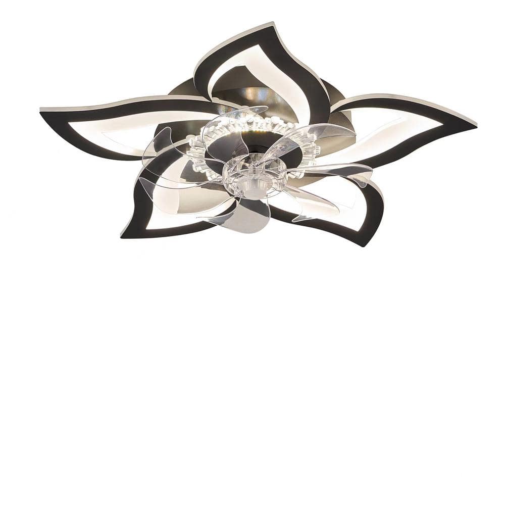 HINNIXY 27 in. Indoor Matte Black Flush Mount 3-Colors LED 6