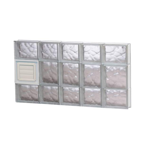 Clearly Secure 32.75 in. x 19.25 in. x 3.125 in. Frameless Wave Pattern Glass Block Window with Dryer Vent