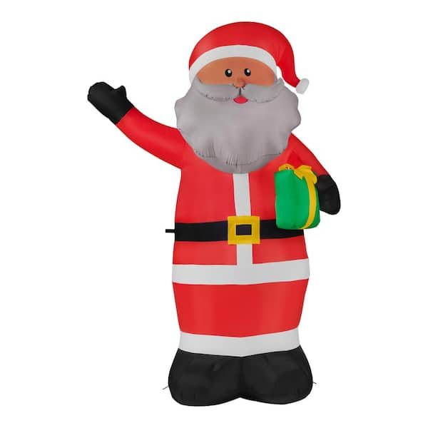 Home Accents Holiday 6.5 ft Pre-Lit LED Airblown Black Santa Christmas ...