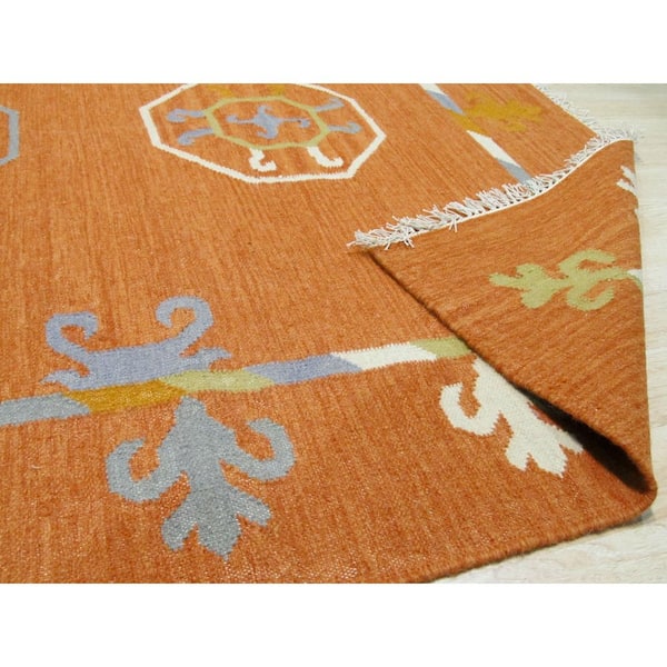 Suzani Kilim Rust 9 ft. x 12 ft. Wool Oriental Area Rug
