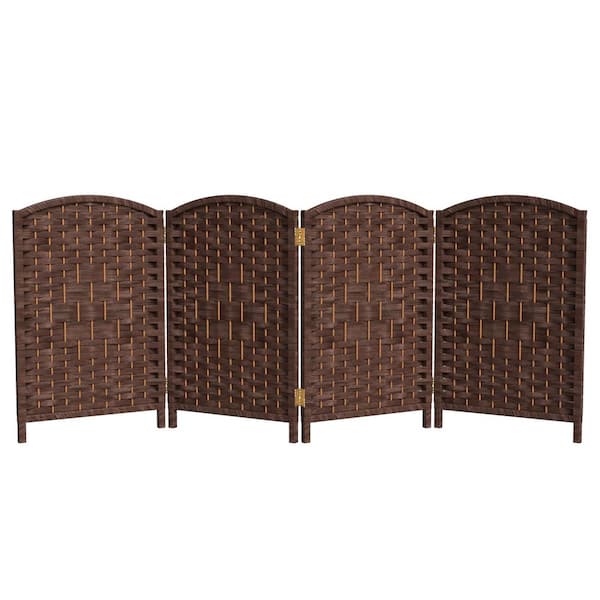 2 ft. Short Diamond Weave Fiber Folding Screen - Dark Mocha - 4 Panel