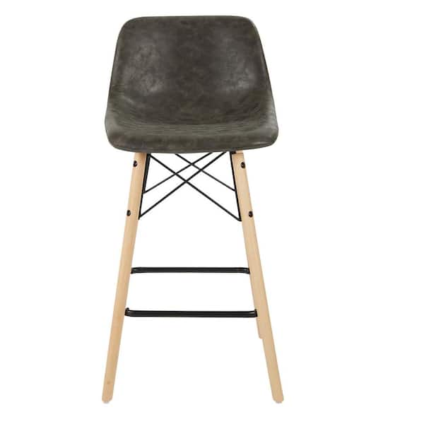 Unbranded 26 in. Charcoal Faux Leather Counter Stool (Set of 2)