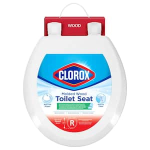 Clorox Round Closed Front Wood Toilet Seat in White with Easy-Off Hinges
