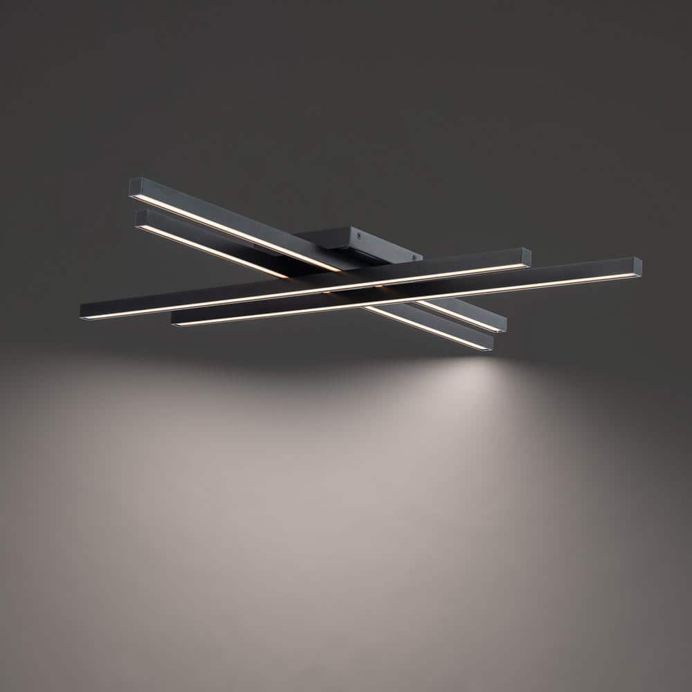 Parallax 32" Black LED Flush Mount with Polycarbonate Shade