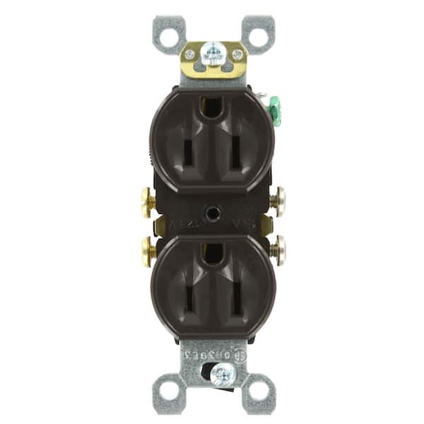 Leviton 15 Amp 125 Volt Self Grounding Duplex Outlet/Receptacle, Brown (1-Pack) 05320-S