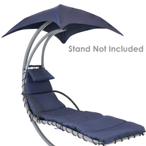 27 in. x 88.5 in. Outdoor Hanging Chaise Lounge Chair Replacement Cushion and Umbrella in Navy