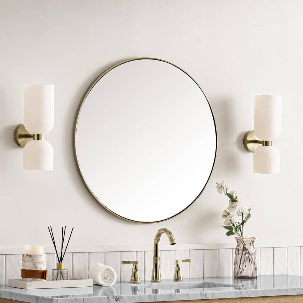 Rohe 30" Champagne Brass Rectangular Vanity Mirror