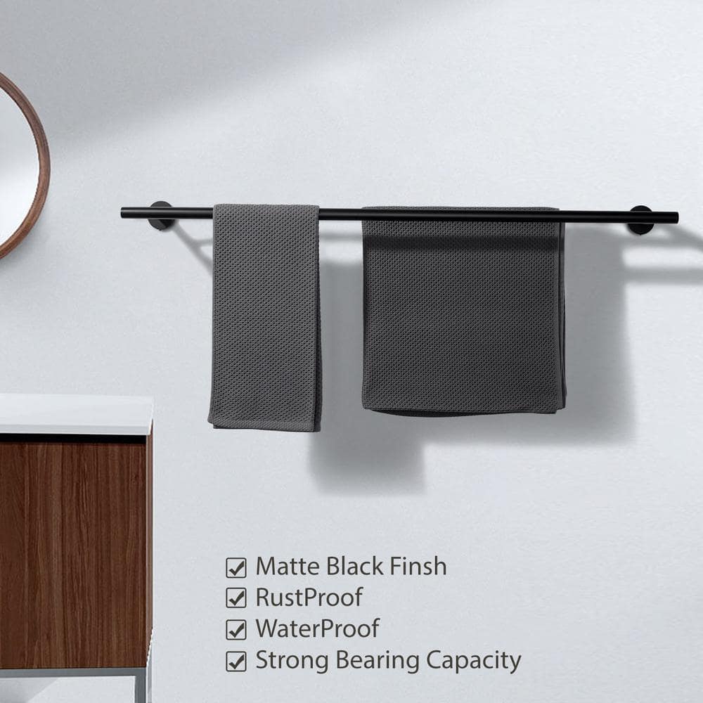 Matte Black Stainless Steel Double Wall Mounted Towel Bar