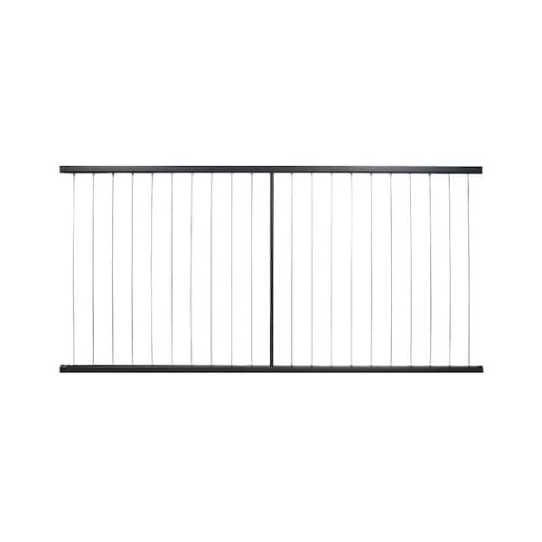 FORTRESS Fe26 Horizontal Cable Rail 40 in. x 6 ft. Black Sand Steel Railing Level Panel