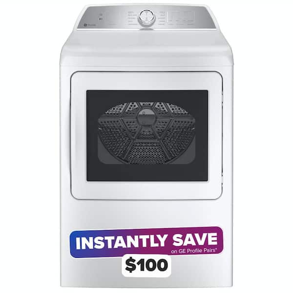 Profile 7.4 cu. ft. Smart Electric Dryer in White with Sanitize Cycle and Sensor Dry, ENERGY STAR