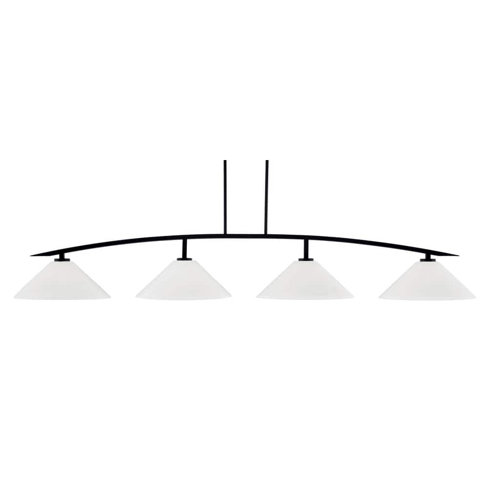 Siena 4-Light Matte Black Billiard Light with 16 in. White Marble Glass Sha