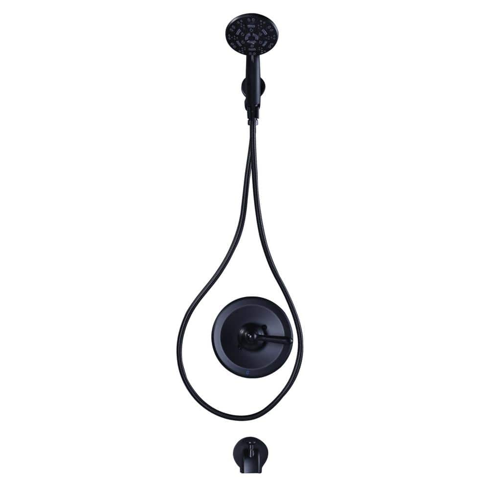 Matte Black Single Handle 7-Spray Wall Mounted Shower System