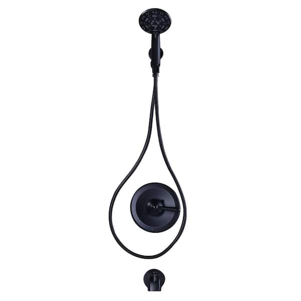 IVIGA Single Handle 7-Spray Tub and Shower Faucet 1.8 GPM Handheld Shower in. Matte Black (Valve Included)