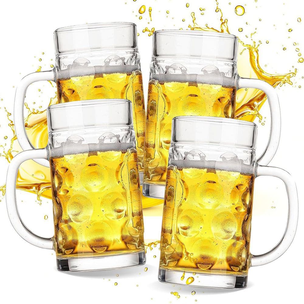20 oz. Large Heavy e Glass Beer Mugs with Handle, Large Glass Beer Stein for Water, Drinks (4-Pack) price history on PriceWatchPro