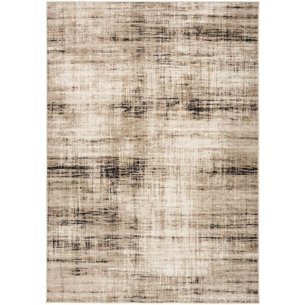 Nourison Washable Decor Ivory Mocha 7 ft. x 9 ft. Abstract Contemporary Area Rug