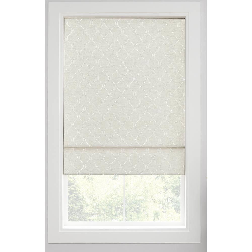 Ivory Cordless Blackout Woven Roman Shade 27" x 64"