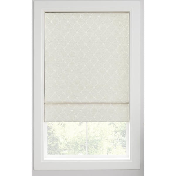 Darien Ivory Cordless Blackout Polyester Roman Shade 27 in. W x 64 in. L