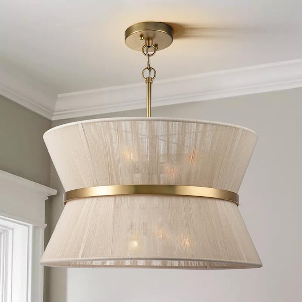 Elizabeth 8-Light White Hand-Wrapped Rope Cone Pendant Light