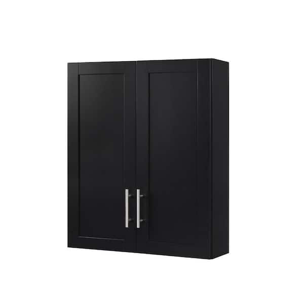 24 in. W x 30 in. H Rectangular Black MDF Surface Mount Medicine Cabinet without Mirror