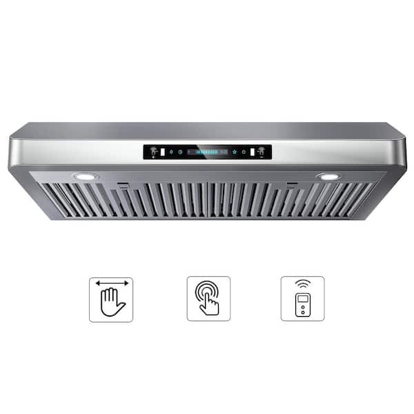 30 in. 900CFM Ducted Under Cabinet Range Hood in Stainless Steel with 3-Way Venting Adjustable LED and Gesture Control