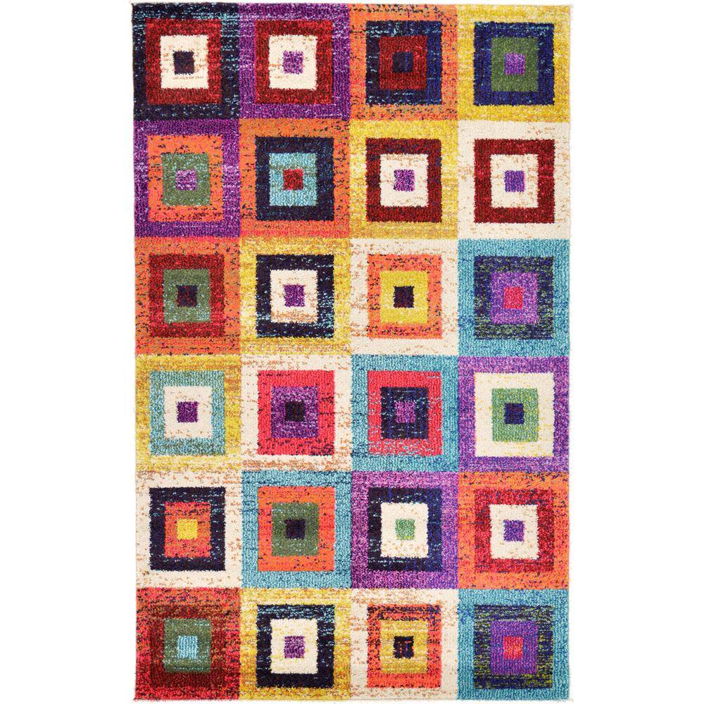 Vibrant Splash Rectangular Indoor Easy-Care Rug 3'3" x 5'3"